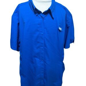 Columbia Mens Shirt Button Down Short Sleeve Blue Size 3XL PFG